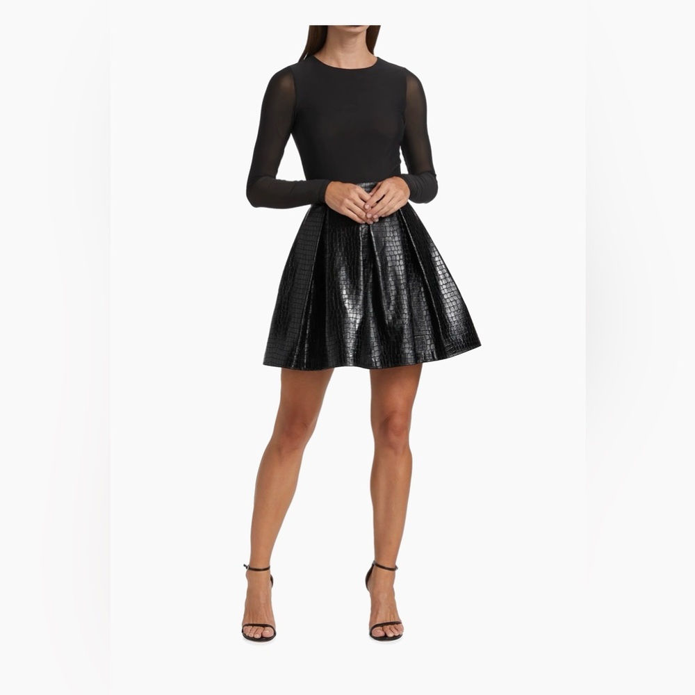 Alice + Olivia Elegant Black Croc-Embossed dress size 4 worn once